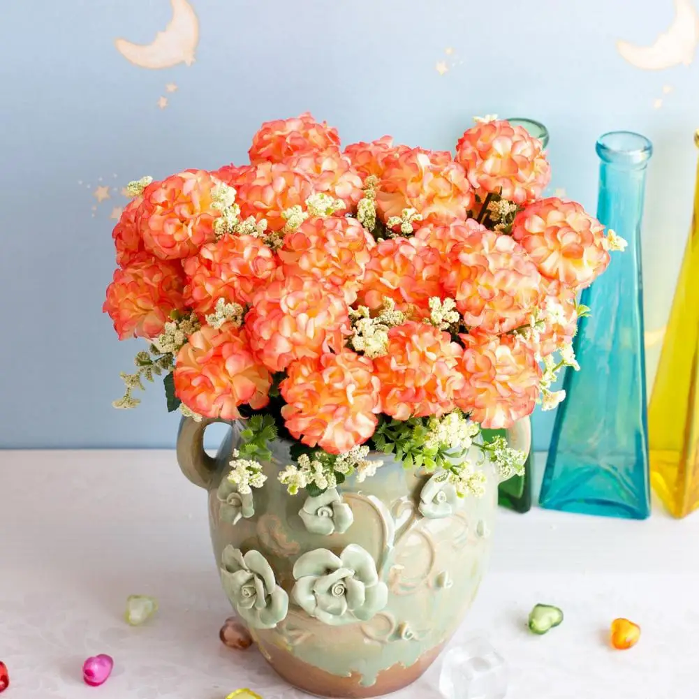 1 Букет имитира цветове, Модерен Красив букет от изкуствени цветя хортензия, устойчив на атмосферни влияния, Не поливаемый, изкуствени цветя
