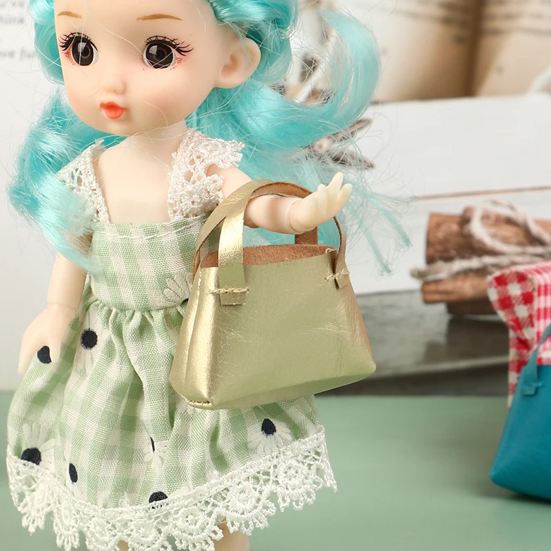 1 бр., модни мини чанта от изкуствена кожа, миниатюрни чанти за кукли, играчки за 30 см, аксесоари за декор кукли, подарък за деца
