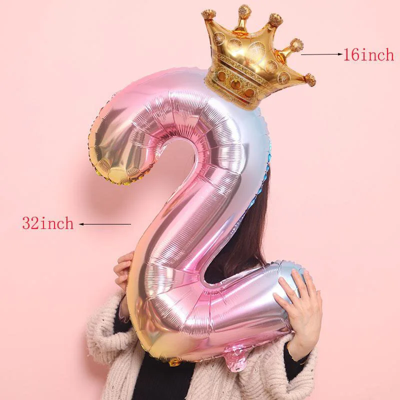 1 комплект от 2 теми, 32-инчовите балони от фолио с розови розово злато, украса за парти в чест на рождения Ден на за момчета и Момичета, аксесоари за украса на детската душа
