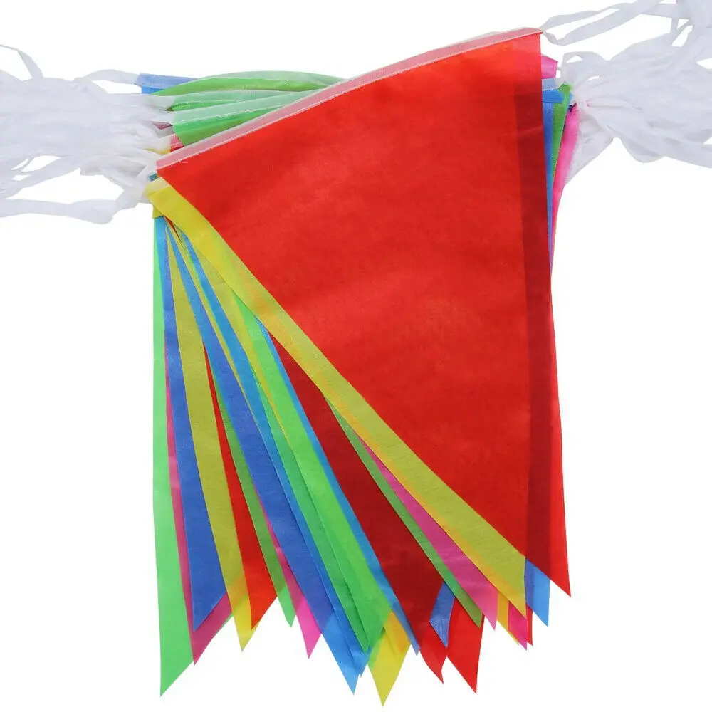 100 м Външно украса Окачен Струнен Знаме висок Клас Триъгълни Струнен Флаг САМ Декоративен Банер-овесена каша