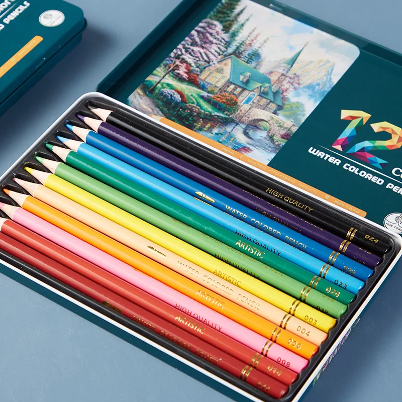 12-цветен водорастворимая цвят на олово желязна кутия, комплект за рисуване, комплект за рисуване, детска ръчно рисувани, канцеларски материали