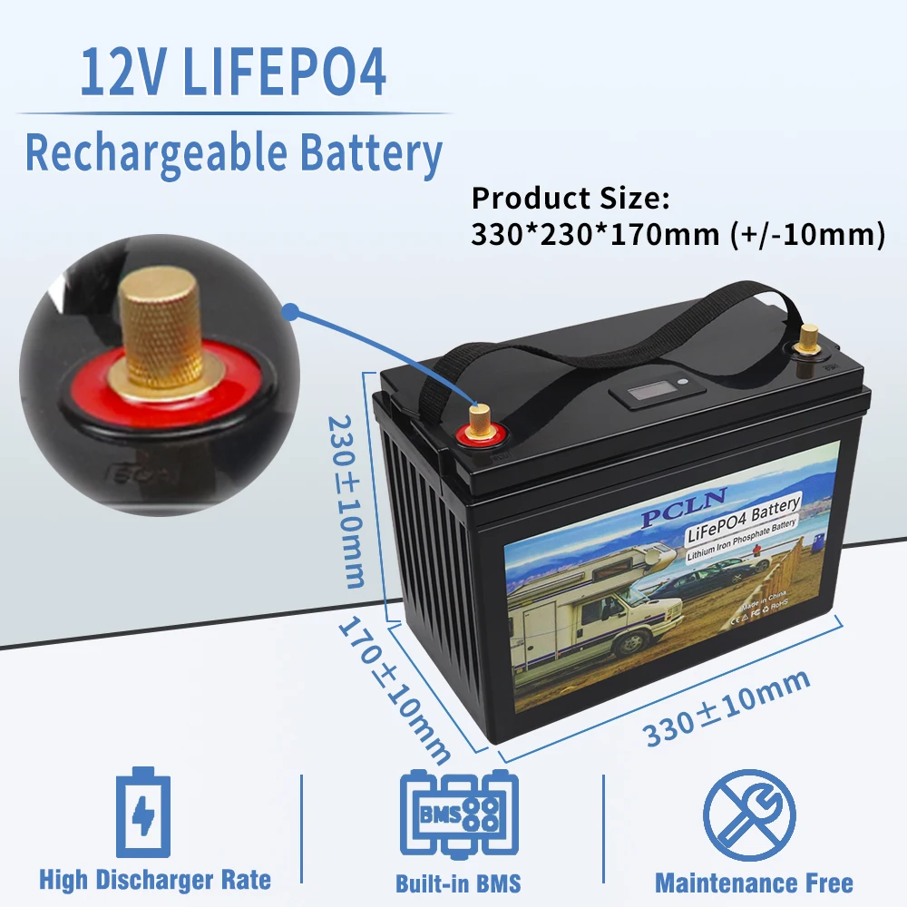 12V LiFePO4 Батериите 300Ah 250Ah Вграден BMS Литиево-Желязо-Фосфатный Елемент 5000 Цикъла За Кемперов RV Golf Cart Слънчев Със Зарядно Устройство