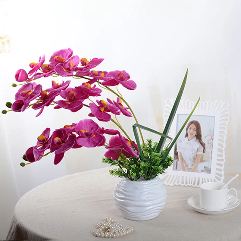 1бр 8 Глави 70 см. Изкуствени цветя, Phalaenopsis Голяма орхидея Orchidee Сватбена моделиране Цвете Занаят