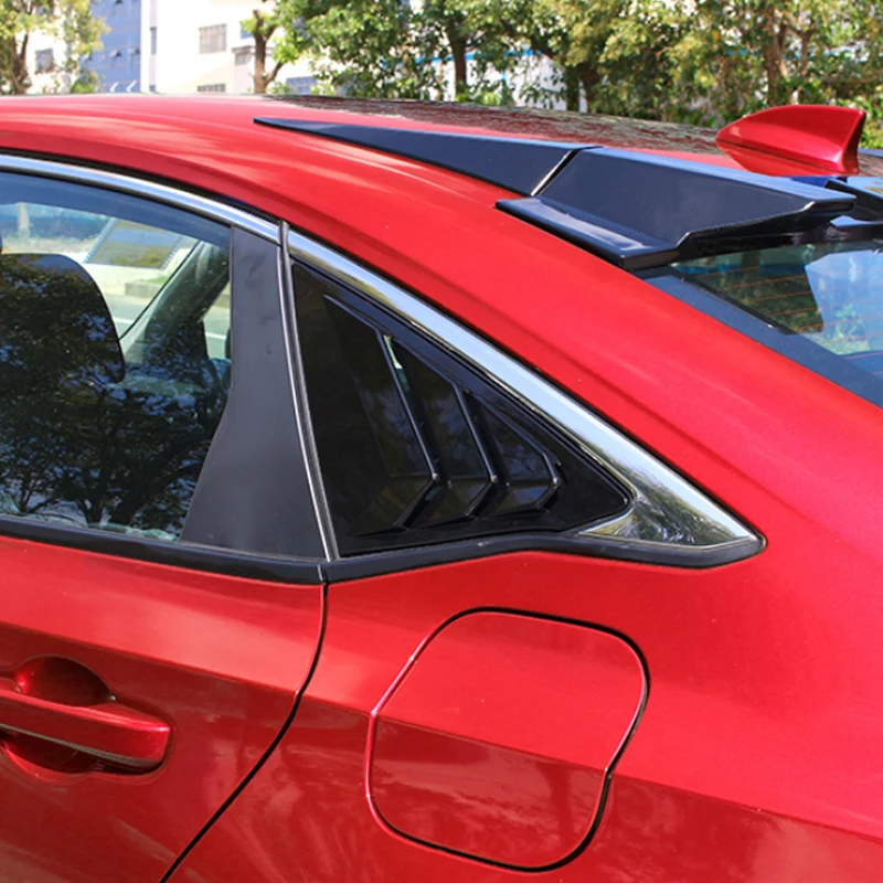2 бр. Задното странично стъкло на колата Триъгълник D Колона Пайети ABS Хромирани стикер за полагане на Honda Civic 2021-Истински автоаксессуар