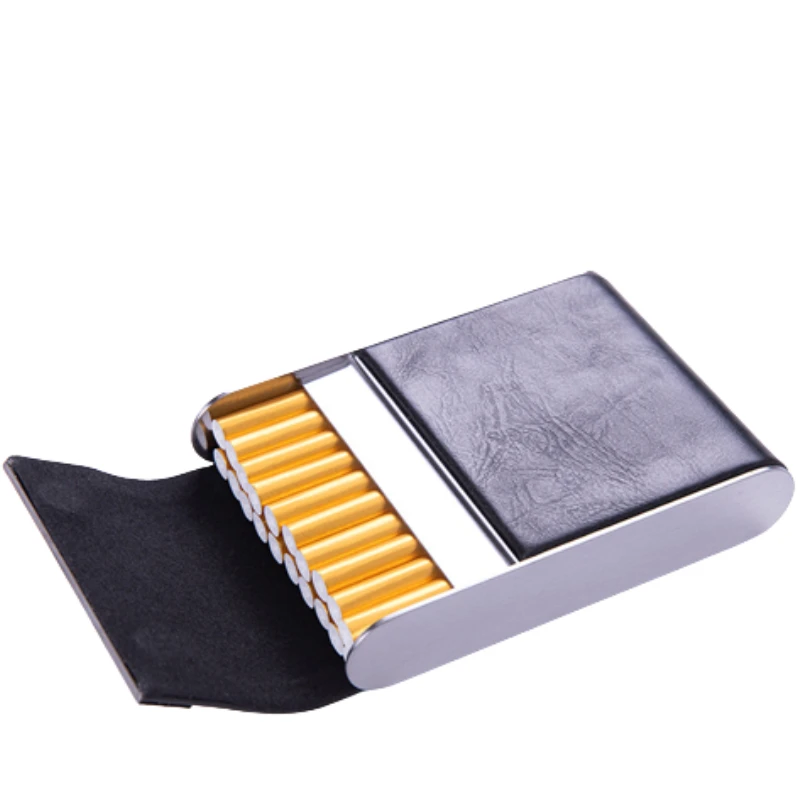 20 броя Тънки Цигари, Портсигар от Изкуствена кожа, Аксесоари за пушачи, Приспособления за мъже, Аксесоари за пушачи