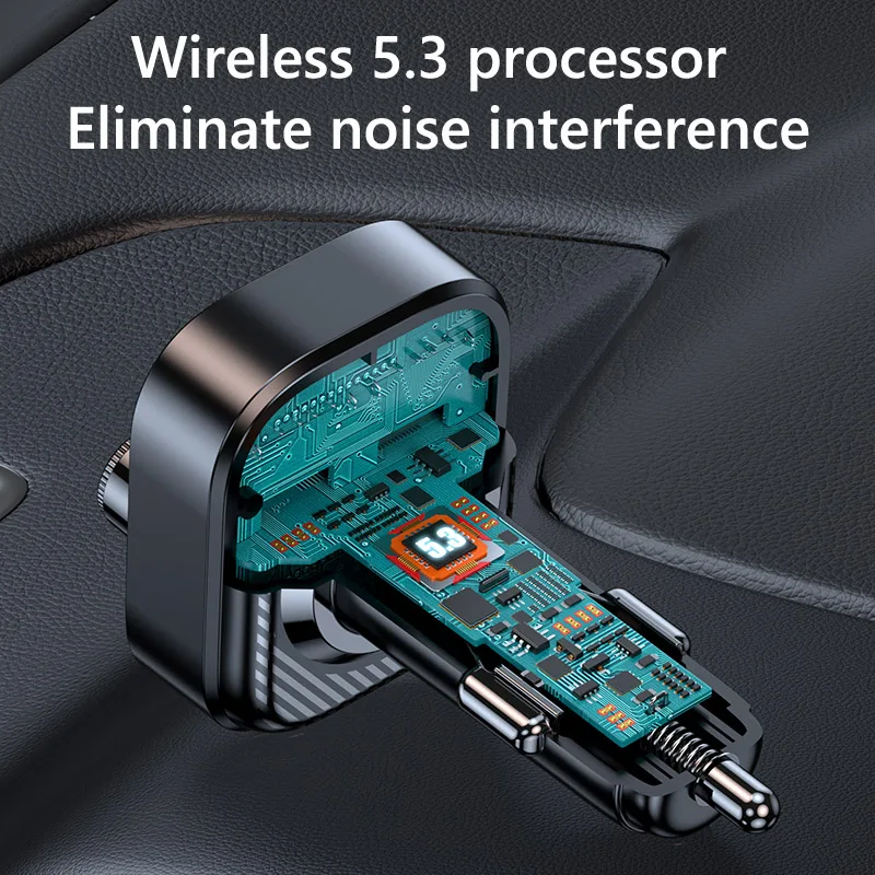 2023 Bluetooth 5,3 Авто Безжичен FM Трансмитер Радиоадаптер PD30W QC3.0 Бързо Зареждане на Автомобилен MP3 U Диск Музикален Плейър RGB Осветление