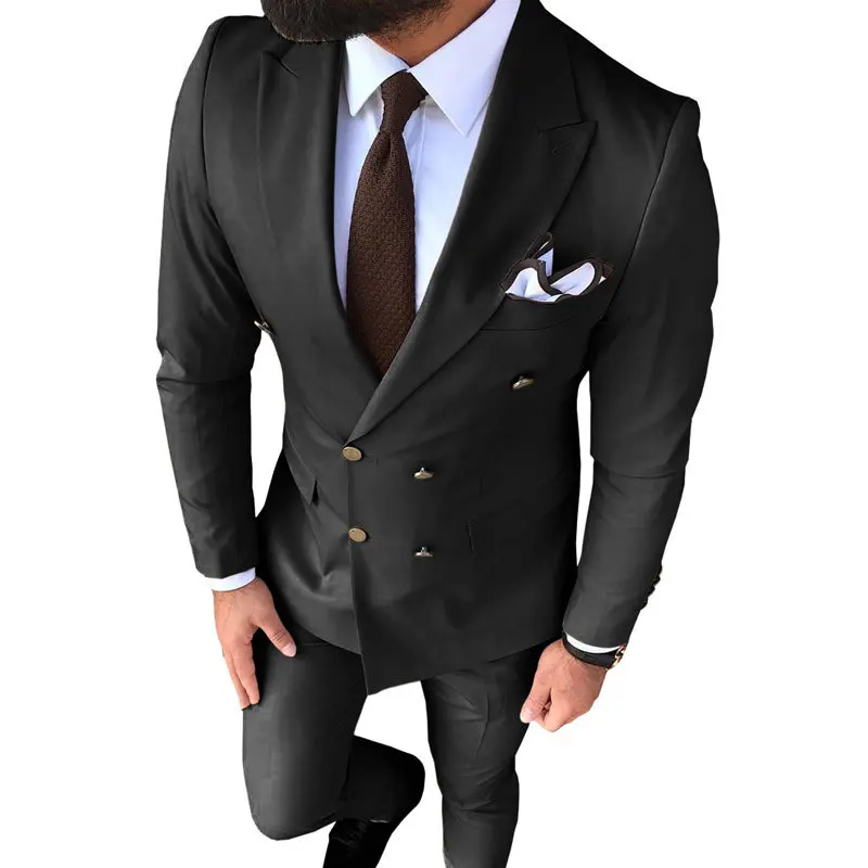 2023 Европейски и американски бутик за мъжки дрехи (костюм + панталони в западен стил), модерен оборудвана костюм за външната търговия, бизнес тънък комплект от две части