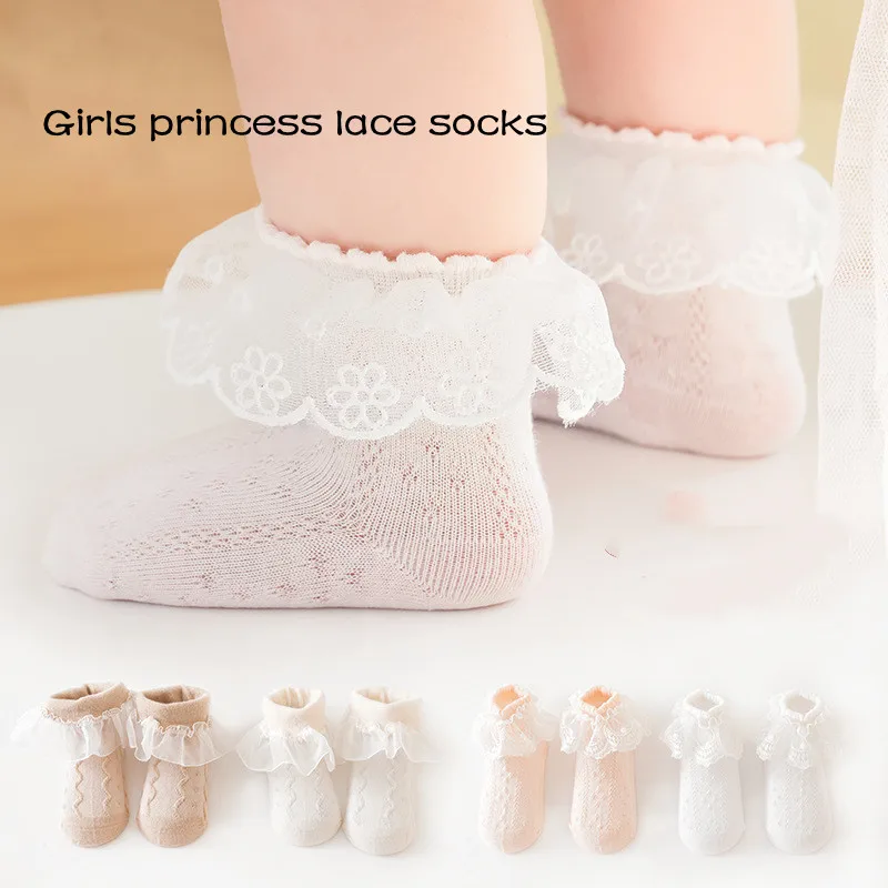 2023 Чорапи за малки момичета, памучни чорапи с кружевными накъдрен, летни чорапи за момичета, модни Аксесоари