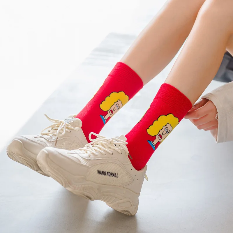 27 Стилни забавни женски чорапи с герои от анимационни филми, памучни чорапи унисекс с плодов модел, дамски чорапи Harajuku, светли градинска дрехи, скъпа чорап