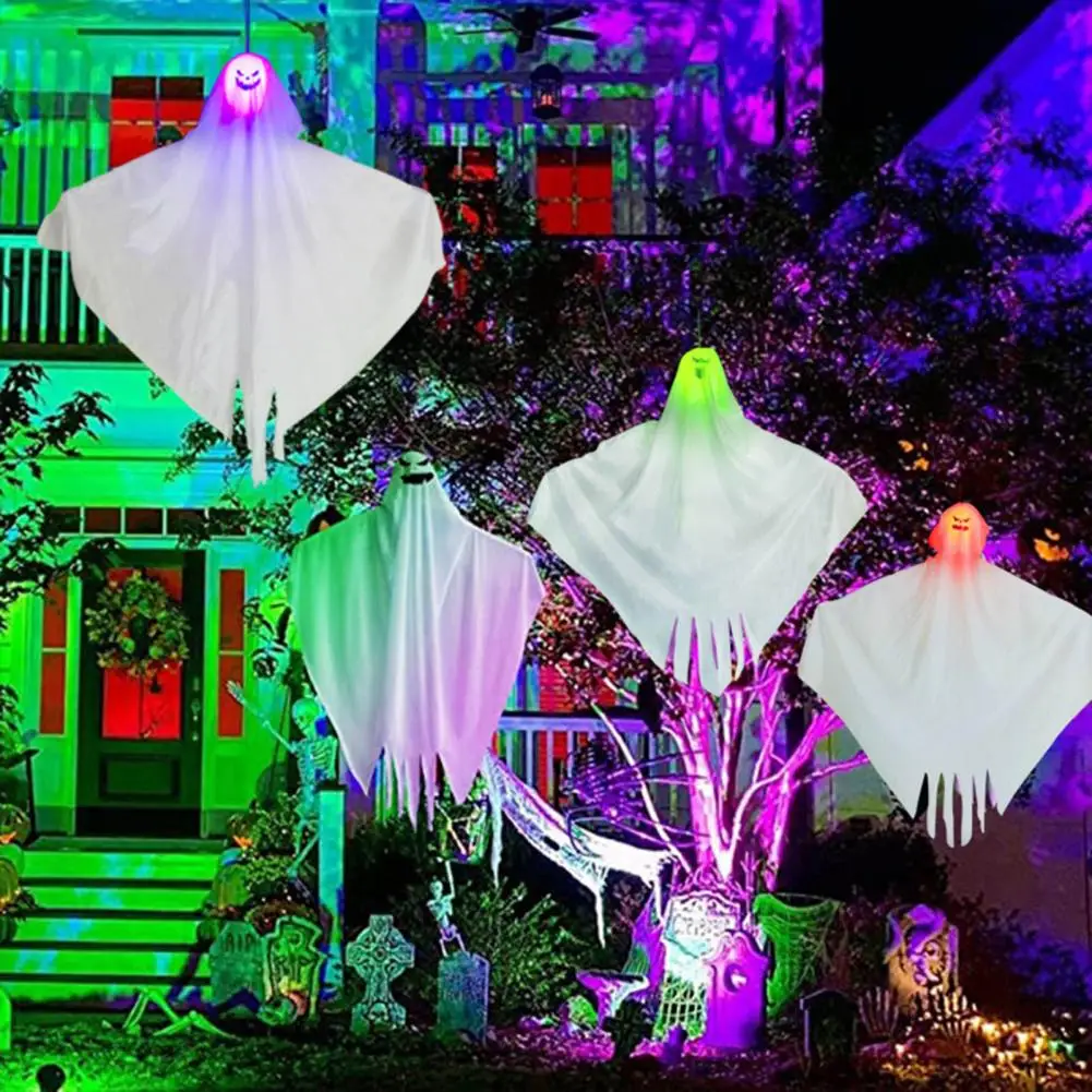 3 бр., окачени призраци с led подсветка, Лесен монтаж, страховито нажежен летящ призрак, украса за парти на Хелоуин