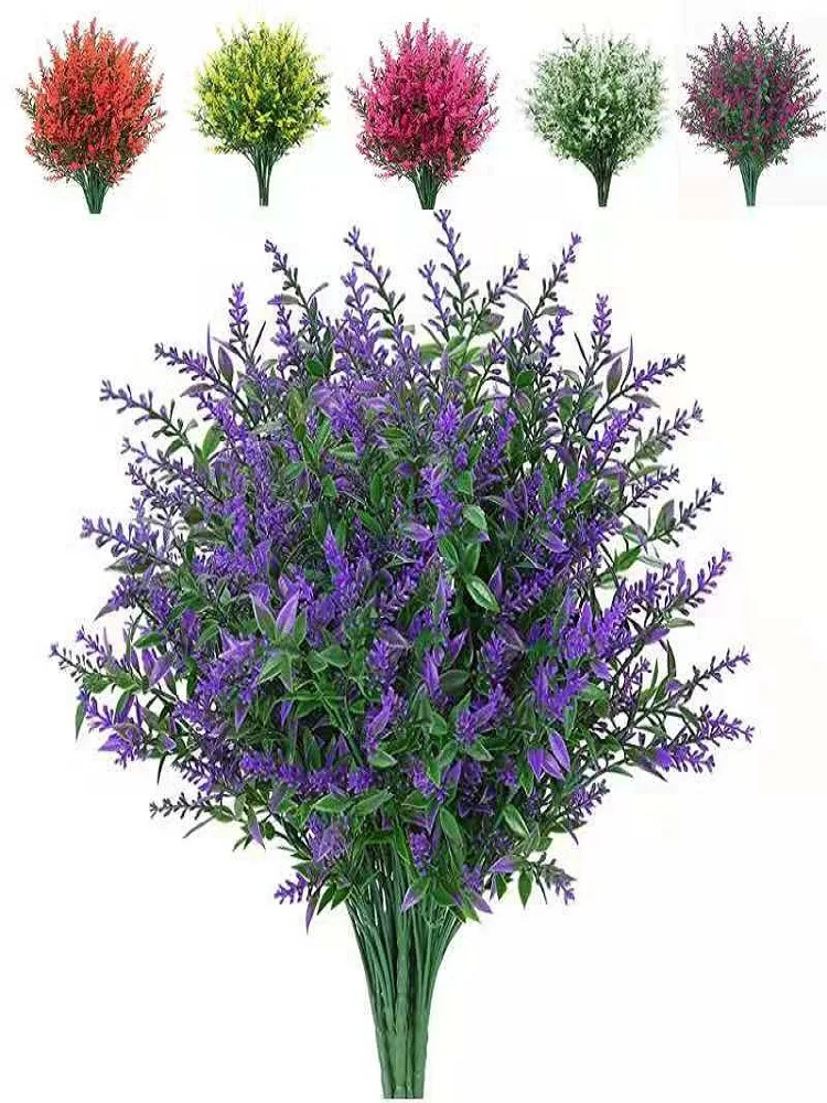 5 броя изкуствени цветя, лавандула 34 см за декорация на дома, градината, ръчно изработени