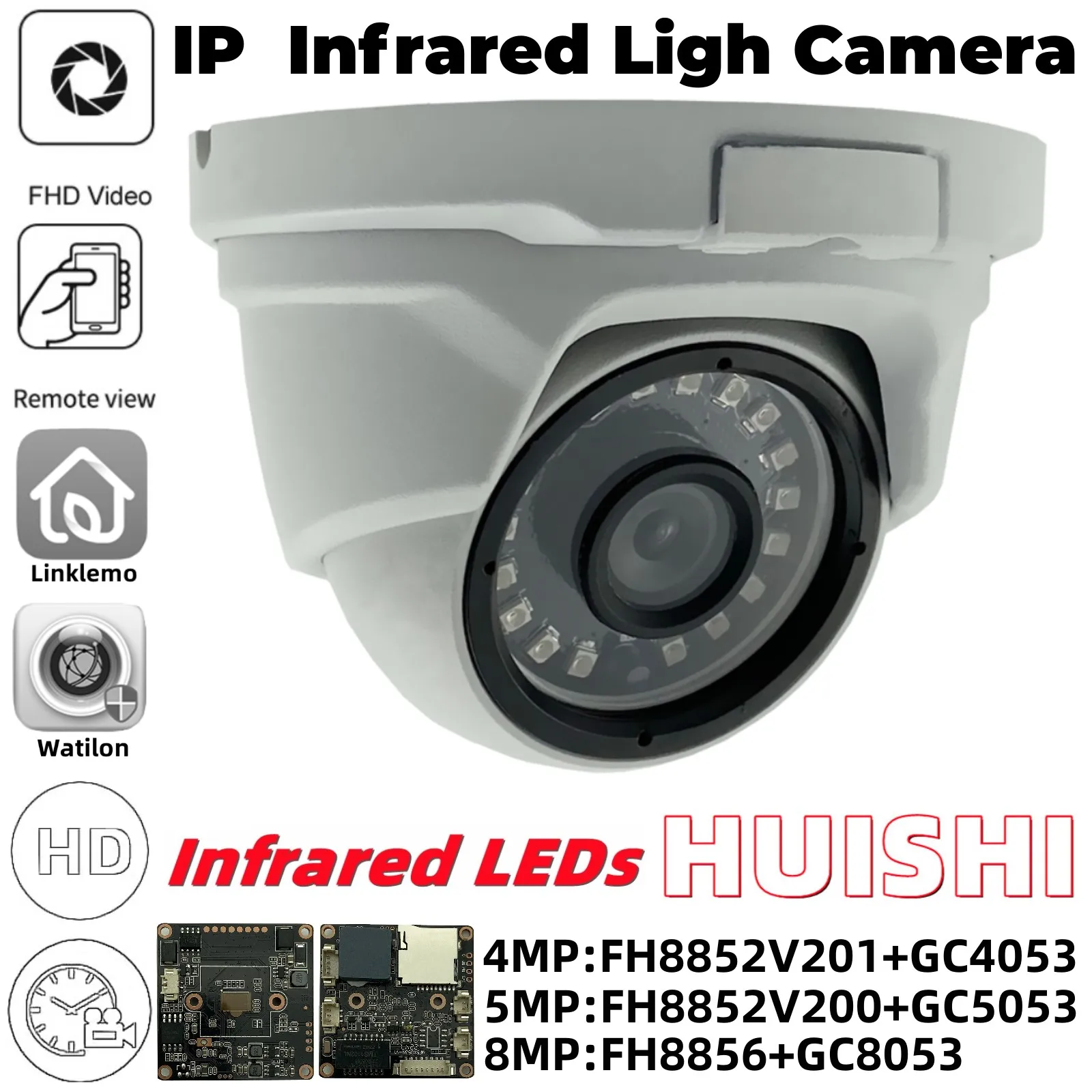 8/5/4 Мегапикселова 4K Двойна подсветка FH8856 + GC8053 3840*2160 IP Метална Куполна Камера с поддръжка на ONVIF SDCard Linklemo Outdoor IP66 Нощно виждане