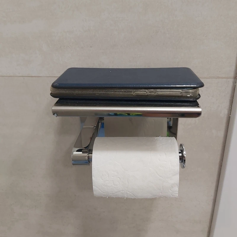 ABSF 2X SUS 304 Притежателят на Тоалетна Хартия От Неръждаема Стомана С Рафт За Телефон, Държач за Кърпички За Баня, Държач за Ролка Тоалетна Хартия