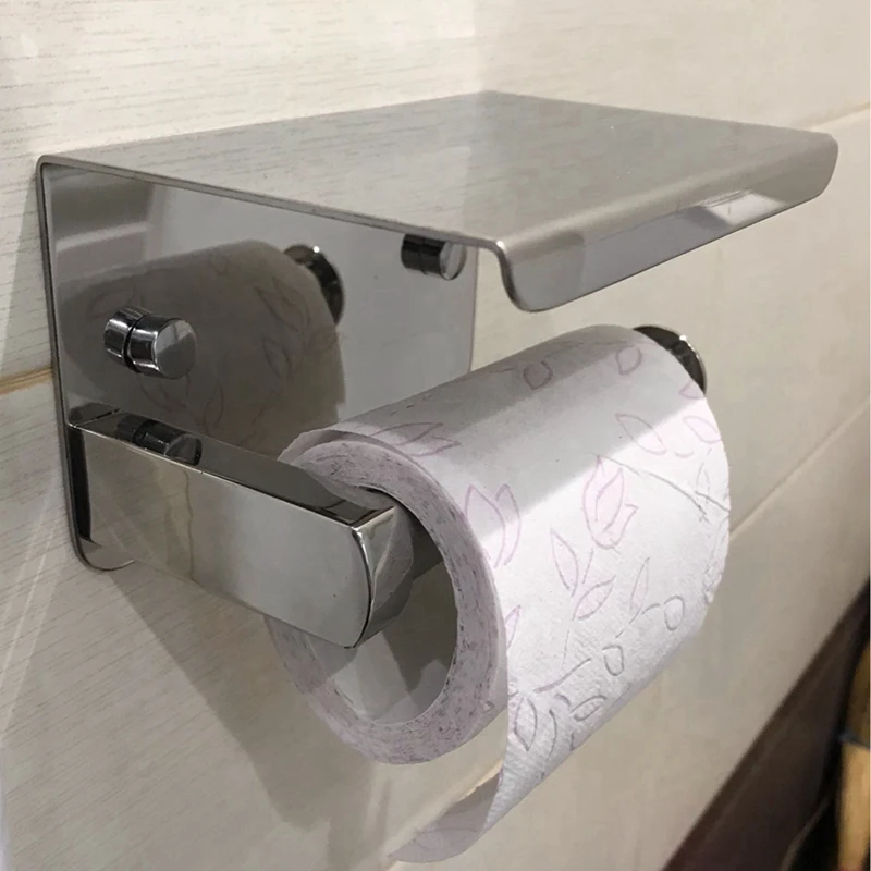 ABSF 2X SUS 304 Притежателят на Тоалетна Хартия От Неръждаема Стомана С Рафт За Телефон, Държач за Кърпички За Баня, Държач за Ролка Тоалетна Хартия
