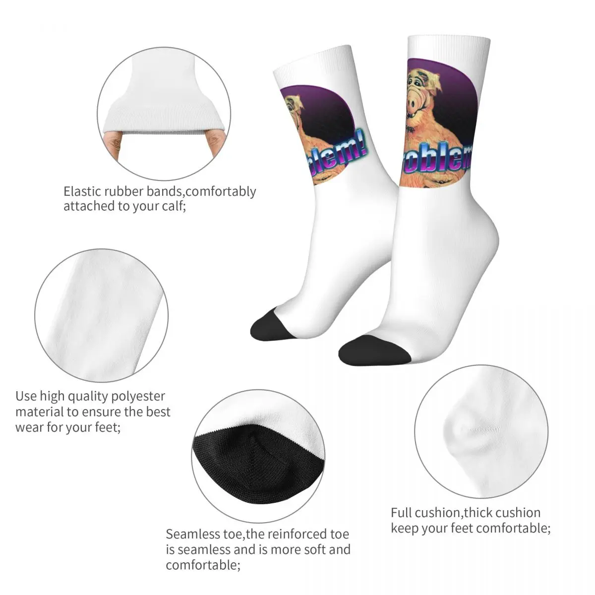 Alfs И Alfer Без проблеми, чорапи Alfs и Alfer с графичен винтажным модел, ластични чорапи със сарказъм в контрастен цвят