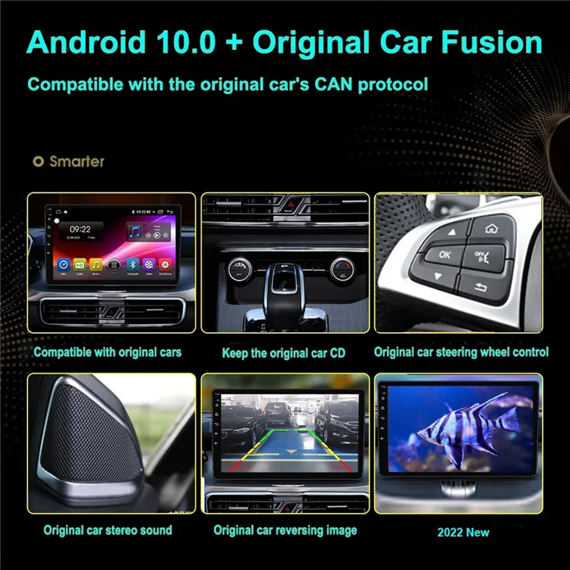 Android 9-инчов авто радио, Мултимедиен видео стерео музикален плейър, безжичен Carplay + Android Auto Touch Screen Bluetooth GPS, WIFI