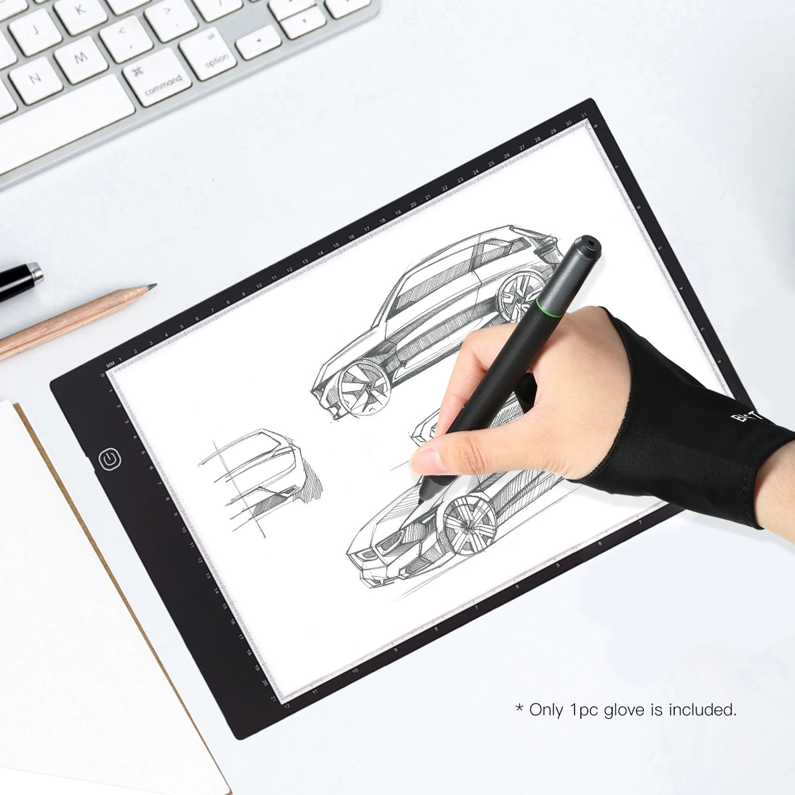 BOSTO Двухпальцевая корица за рисуване свободно размер Artist Tablet Drawing Cover за дясната и лявата ръка е Съвместима с BOSTO/UGEE/Huion