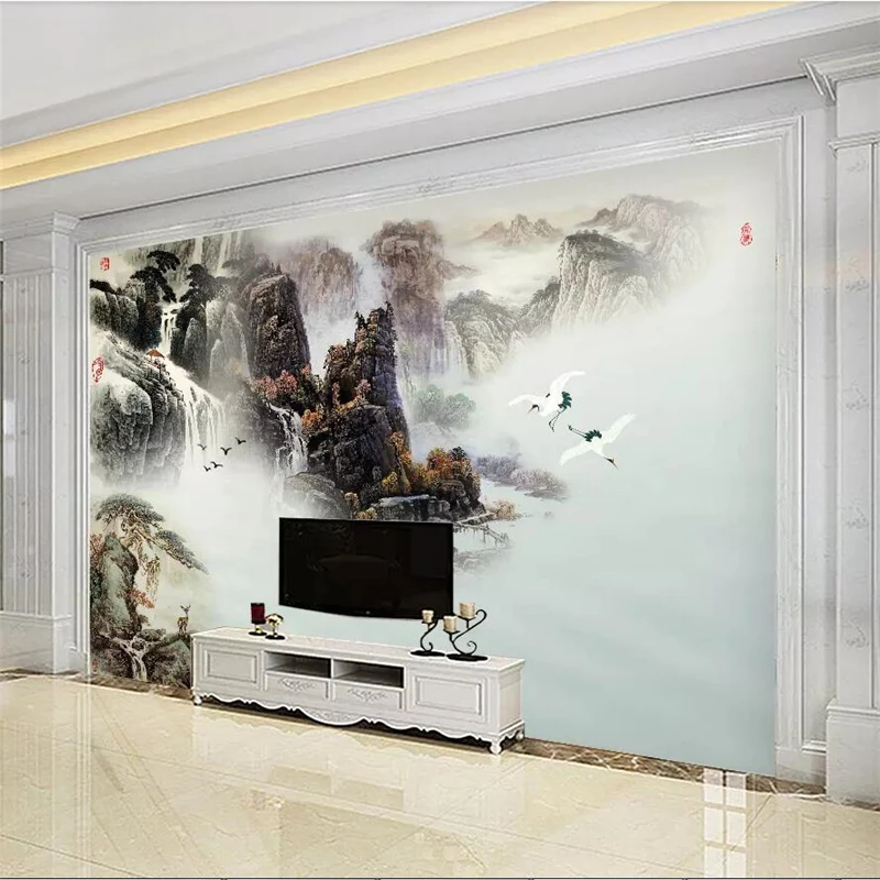 Beibehang С пейзаж на китайската серия от картини телевизор, разтегателен ресторант на хотела фонова стена голяма стенни рисувани по поръчка на 