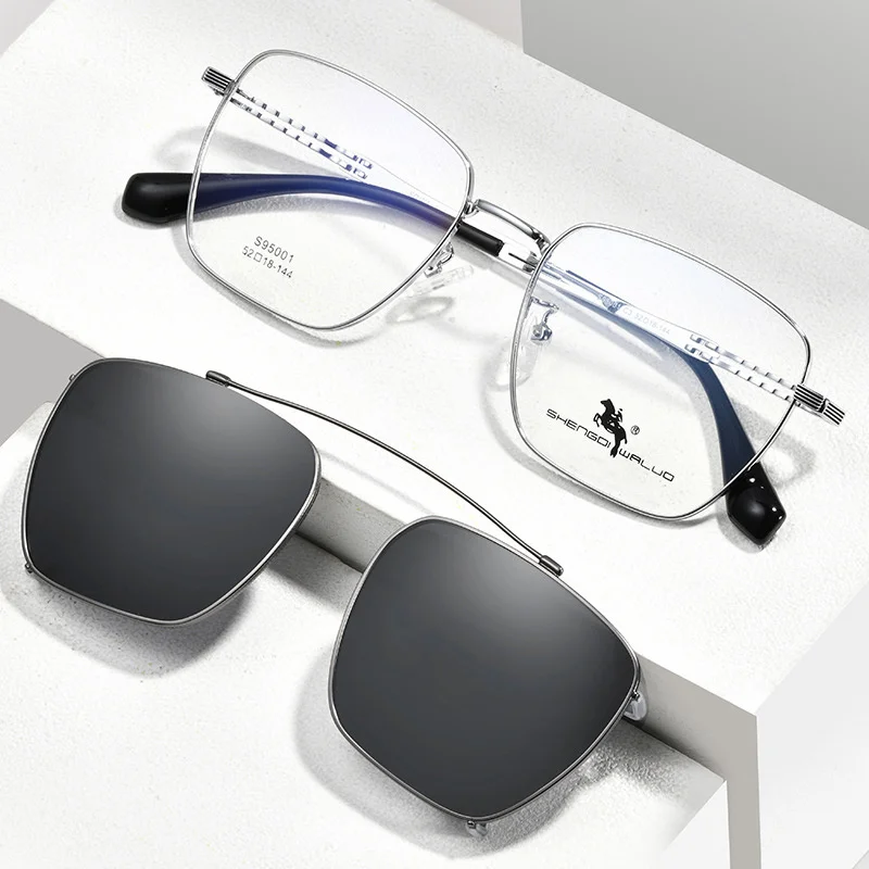 Brightzone 2023 Модерни Оптични Рамки За Очила Мъжки Слънчеви Очила С Клипсой, Поляризирани Магнитни Точки За Предписване На Очила Rx