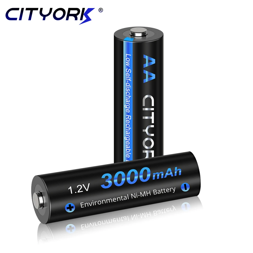 CITYORK 1,2 НА nimh Батерията AA 3000 mah Акумулаторна батерия AA 2A Предварително заредена батерия с ниско саморазрядом AA Батерия + USB Зарядно устройство