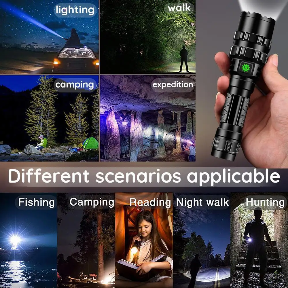 F2 Высокомощные Led Светлини, Тактически Фенер edc, USB Акумулаторна Лампа, Ловен Фенер, Мощен Фенер Linterna Lanterna