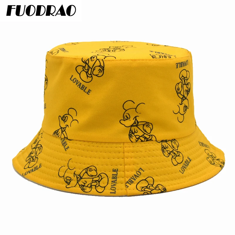 FUODRAO, оригиналната панама с анимационни принтом, дамски лятна ежедневни Рибарска шапка Унисекс в стил хип-хоп, шапка-кофа, M81