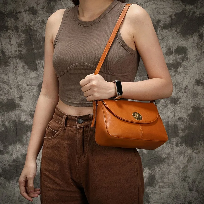 Johnature Проста женствена чанта от естествена мека телешка кожа 2023, новост, естествена кожа ръчно изработени, обикновена чанта за рамо с голям капацитет