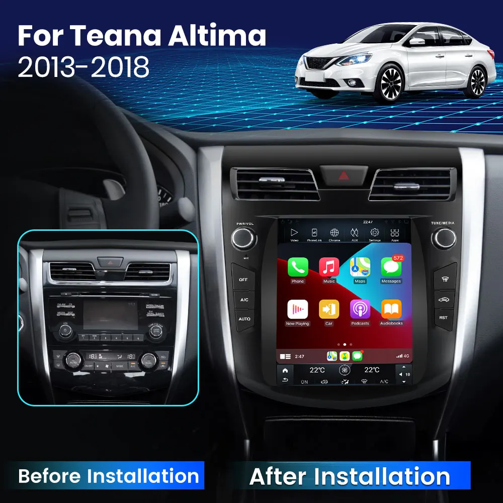 Junsun за Nissan Teana Altima 2013-2018 10,4 инча Tesla стил GPS навигация Carplay Авто Android главното устройство мултимедиен плеър