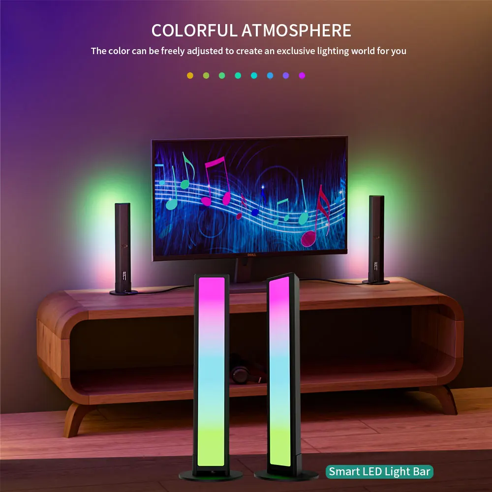 Led нощен панела RGB Атмосфера, ритмични светлини, Лампа за синхронизиране на музика, монтиран на стената телевизор, Компютърна зала за игри, украса на колата, за парти