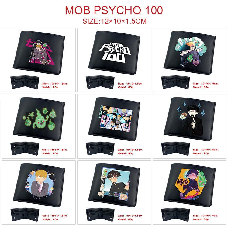 Mob Psycho 100 Анимационен Получени Портативен сгъваем портфейл Кратък Портфейл за монети с държач за карти