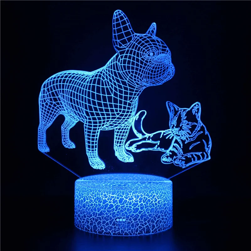 Nighdn 3D Лампа Илюзия Котки Нощни осветителни Тела за Декор на Детска Стая 7 Цвята LED Настолна Лампа с USB Ночником Подаръци За Рожден Ден