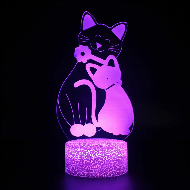Nighdn 3D Лампа Илюзия Котки Нощни осветителни Тела за Декор на Детска Стая 7 Цвята LED Настолна Лампа с USB Ночником Подаръци За Рожден Ден