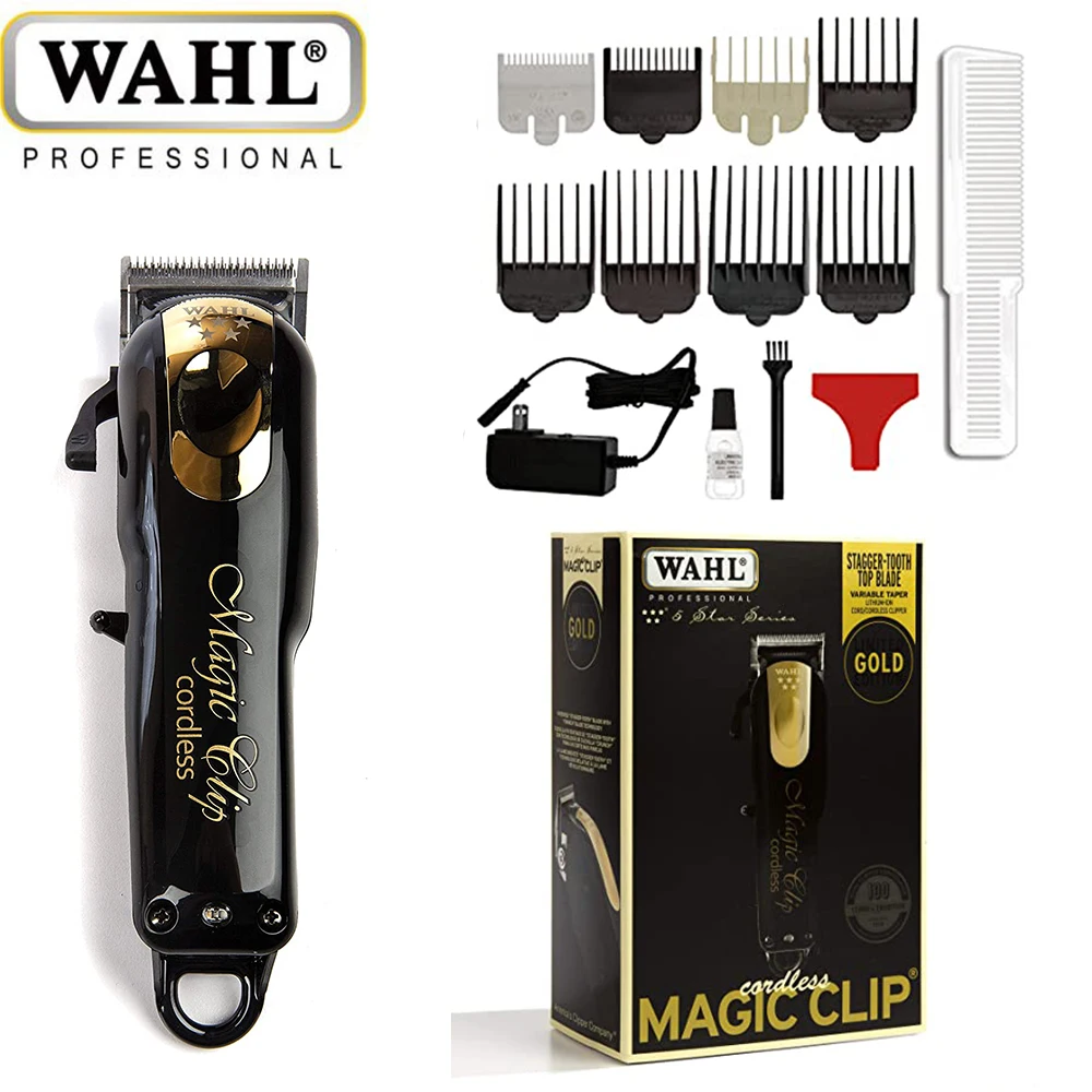 Professional 5-звезден безжична машина за подстригване на коса Wahl 8148 Magic Клип с течение на времето на работа на повече от 100 минути за фризьори и стилисти