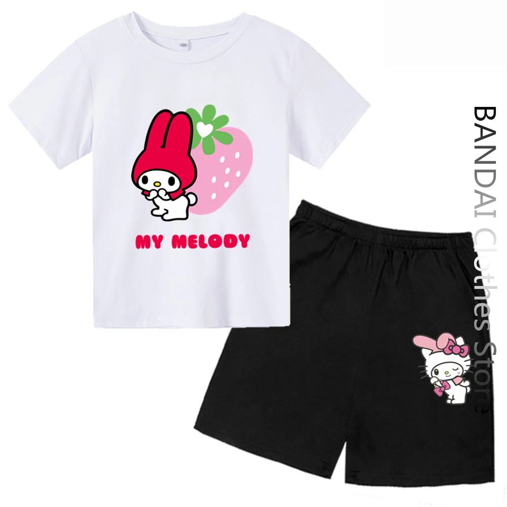 Sanrio/ Комплекти тениски My Melody за момичета, лятна детска тениска с изображение на 