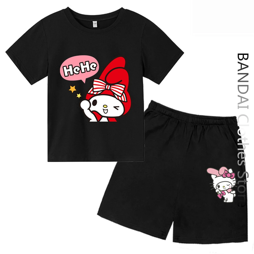 Sanrio/ Комплекти тениски My Melody за момичета, лятна детска тениска с изображение на 