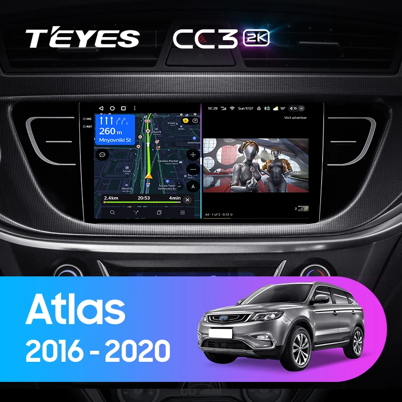 TEYES CC3 2K за Geely Atlas NL-3 2016 - 2020 Авто радио Мултимедиен плейър Навигация стерео Android GPS 10 Без 2din 2 din dvd
