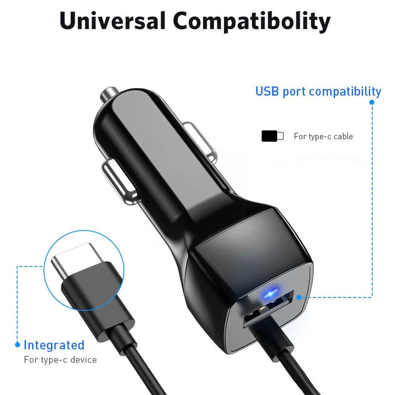 USB Зарядно за Кола За Телефон, зарядно устройство С Кабел USB Type C Кабел, Бързо Зареждане За Xiaomi Huawei SONY Samsung S9 S10 Plus H2Y2