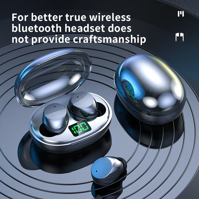 Vbeg K20 Bluetooth Слушалки За Спортове На Открито Безжична Слушалка 5,0 Със Зарядно Устройство, Дисплей Хранене, Докосване, Слушалки-Втулки