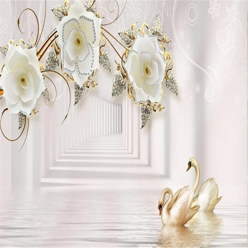 beibehang 3d потребителски фотообои стенописи стикери за стена 3D перлено бял цветен фон стенни тапети papel de parede флорални тапети