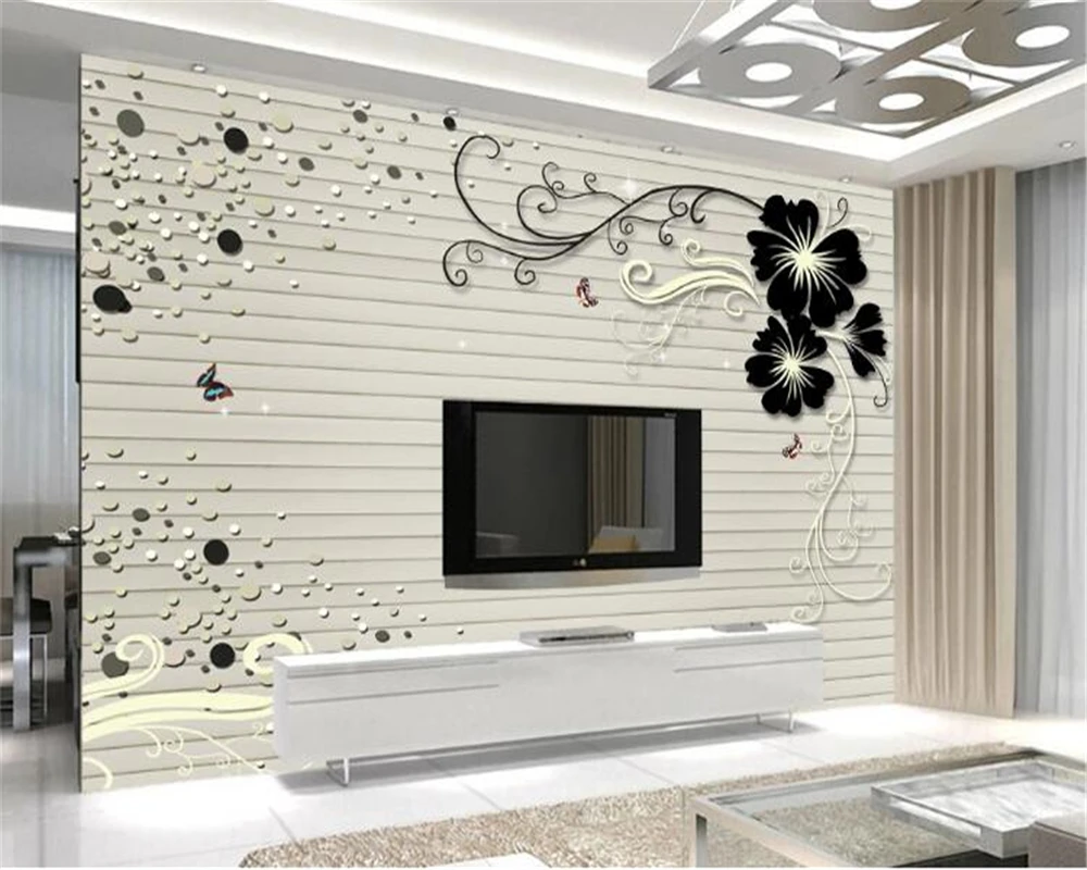 beibehang Персонализирани тапети от снимки на романтична 3D стерео черно модерен цветен фон монтиране на украса за дома боядисване тапети