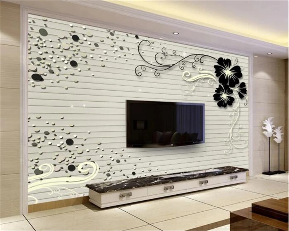 beibehang Персонализирани тапети от снимки на романтична 3D стерео черно модерен цветен фон монтиране на украса за дома боядисване тапети
