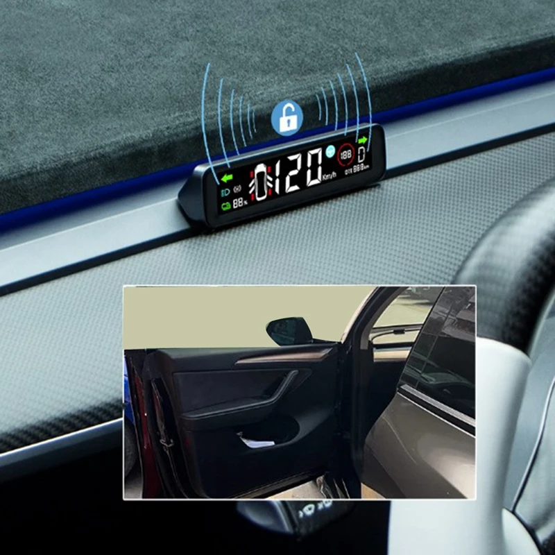 Авто HUD м въздушен код на арматурното табло, цифров интелигентен сензор, главоболие дисплей за Tesla Model 3, автомобилни аксесоари, модели на Y