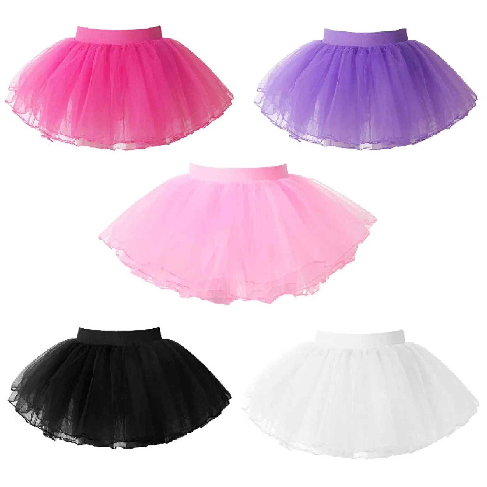 Балетные поли и пачки за малки момичета, обикновена четырехслойные танцови поли, долната пола от тюл, костюми за спортни танци представяне