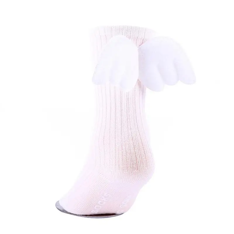 Бебешки сладки чорапогащи до коляното с 3D крила на ангел, меки чорапи в ярки цветове за малките момичета