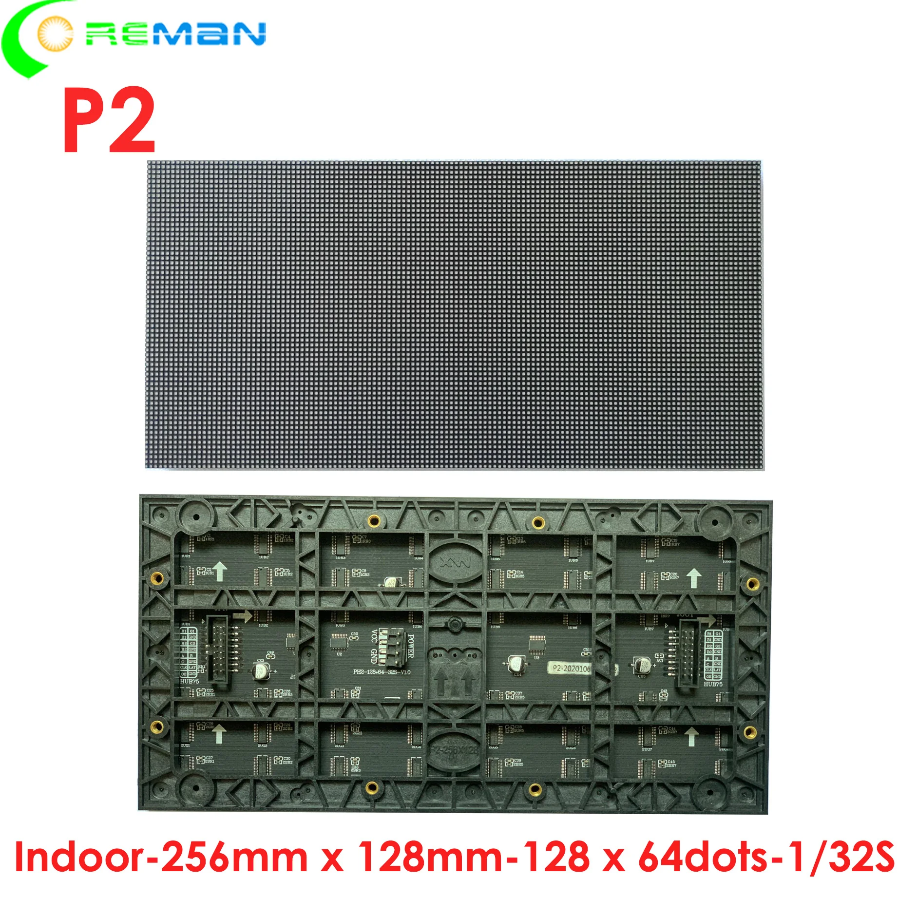 Безплатна доставка магнитен rgb led модул за преден достъп p2 128x256 мм 64x128 стъпка на пикселите 2 мм led матрица