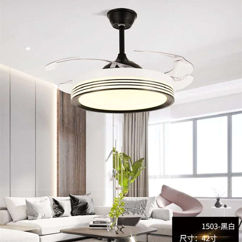 Вентилатор на тавана WPD, невидима лампа с дистанционно управление, модерен прост led лампа за дома за хол