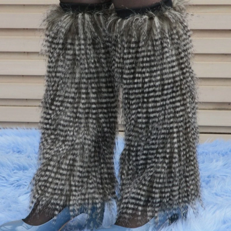 Гамаши от пухкав изкуствена кожа, дамски топли зимни кожени белезници за обувки, костюм е подходящ за повечето жени дължина 15 см, 20 см, 30 см, 40 см