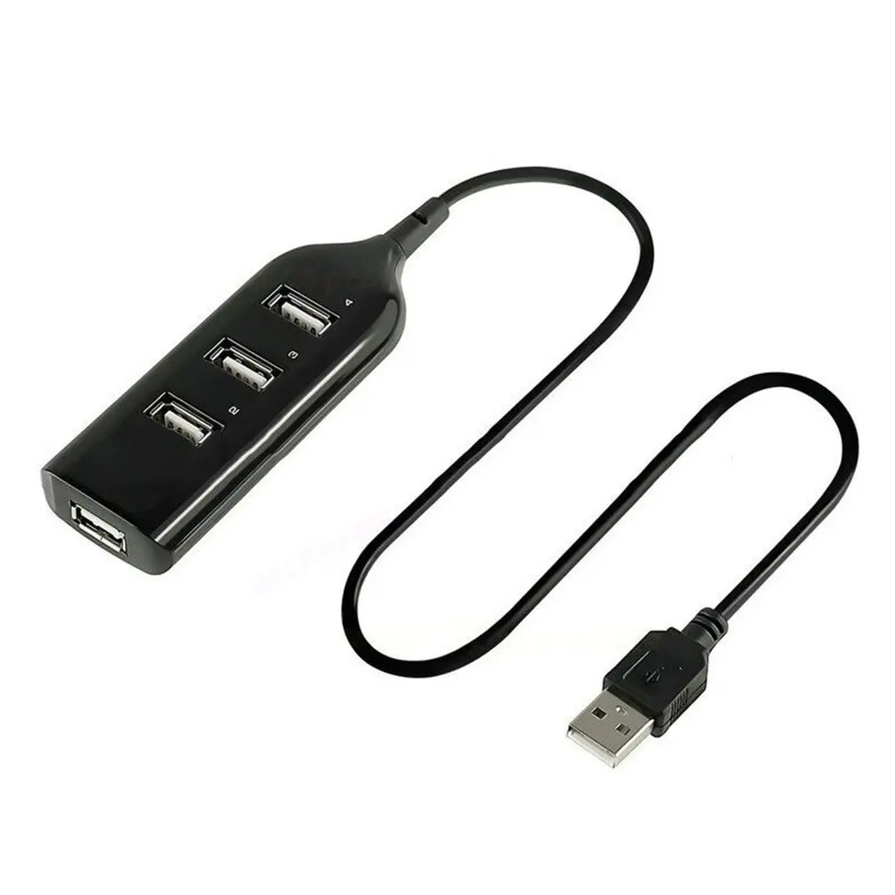 Горещ хъб USB 2.0, 4 порта за Високоскоростен пренос на данни, мини-hub-сплитер, подходящ за КОМПЮТЪР, лаптоп, зарядно кабел, адаптер