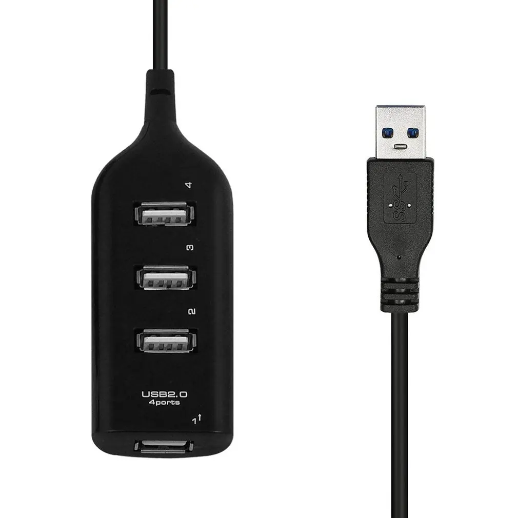 Горещ хъб USB 2.0, 4 порта за Високоскоростен пренос на данни, мини-hub-сплитер, подходящ за КОМПЮТЪР, лаптоп, зарядно кабел, адаптер