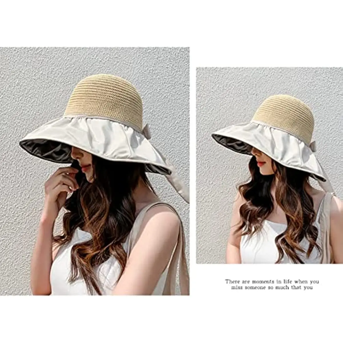 Дамски гъвкави летните слънчеви шапки с широка периферия, сгъваеми плажни шапки UPF50 +, със защита от ултравиолетови лъчи, с широка периферия 55-60 см